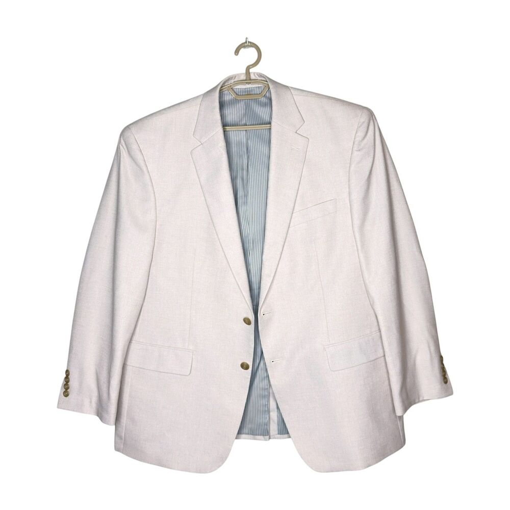 Michael Kors Men’s Beige Linen Blend Blazer Two Button Size 44R Cream